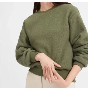 Everlane ReNew Fleece Crewneck Sweatshirt Pullover Green Size XS